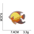 Fish embroidered patch with dimensions 9.2cm by 7.4cm in yellow and blue colors - Colorful Angelfish Style (1#)