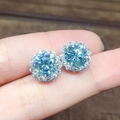 Sonnenblumenblaue Grüne Diamantohrstecker [1 Paar] 65 Mm