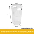 Transparent acrylic flower bucket medium size with handle 18x30cm for floral display - Transparent Bucket (round Medium Size Handle); Flower Bucket