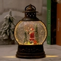 Weihnachtslaterne Schneekugel mit Weihnachtsmann und LED-Beleuchtung in Bronze-Optik - Retro Gold Weihnachtsmann