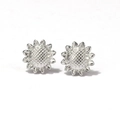 Silver titanium steel sunflower stud earrings with detailed five-petal floral design - Silver Sunflower