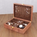 Boîte de rangement montre en bois d'acajou avec compartiments en velours marron chic - 3+7 Organisateur De Bijoux De Montre En Palissandre Amélioré/Intérieur Café