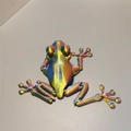 Detailed top view of 3D printed articulated frog in rainbow gradient silk material - Frog / Red Yellow Blue Gradient