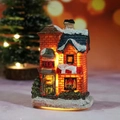 Christmas glowing miniature red brick house with simulated snow and warm LED light decoration - Style F