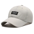 Light grey quick-dry sports baseball cap with breathable vents and rectangle patch - Non-perforated Style / Light Gray