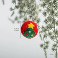 Mini bola de Navidad de lana roja con diseño de árbol verde, 4,8 cm de diámetro - 4.8cm / Bola de Fieltro Árbol de Navidad Roja