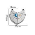 Pendentif cœur magnétique en acier argenté avec motifs lune et marguerite - Argent-S6 Cœur Magnétique