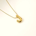 Polished golden letter J balloon pendant necklace with a sleek snake chain - Letter J(S-P062-J)