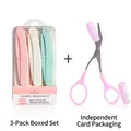 Pink, white and green folding eyebrow razor set with scissors and comb attachment - New 3pcs Mixed Boxed Trimmers + Scissors