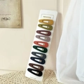Set of 10 matte drop-shaped hair clips in assorted vintage colors on display card - Hollow Teardrop Snap Clip / 10 Pieces Pack