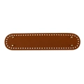Brown oval PU leather bag base with metallic feet and pre-punched holes for DIY crochet - Brown