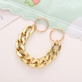 Chunky gold chain shoe accessory with circular spring clasps for DIY clog decoration - Gold Shiny Oval Thick Chain
