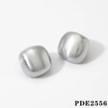 Boucles d'oreilles carrées en acier inoxydable argenté brossé avec finition mate - Style Argenté (PDE2556)
