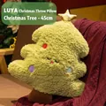 Cuscino peluche a forma di albero di Natale in lana d'agnello verde con stella oro, 45 cm - Albero di Natale verde / 45cm