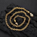 Collana da uomo a catena intrecciata dorata da 6mm con chiusura a cilindro con diamanti - 18 Pollici (45.72cm) / Oro