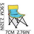 Blue and yellow folding chair embroidered patch with detailed size markings in 7x5.9cm - Folding Chair Style
