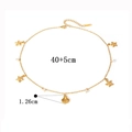 Gold starfish and pearl necklace with scallop pendant, 40+5cm adjustable length - H92 Marine Series Starfish Scallop Pearl Necklace Gold