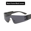 Gafas de sol deportivas punk sin montura con montura grande negra y lentes negras - Montura Negra / Lentes Negras