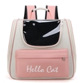 Pink and grey pet carrier backpack with transparent window and Hello Cat logo - Basic Style / Pink and Grey Patchwork