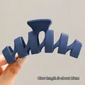 Deep blue 13cm oversized acrylic hair claw clip with wave hollow design for thick hair - 13CM Large N-Shape / Matte Navy Blue