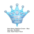 Blue crown foil balloon with glitter dots and stripes, size 76cm by 75cm for party decor - Medium Crown-Blue Balloon