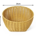 26cm round woven faux rattan serving basket in natural light brown with side handles - W714 Small Fruit Basket 26*13CM / Diameter 26cm Height 13cm