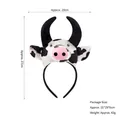 Plush cow headband with black and white spots and pink nose, 20x27cm size - 3D Dairy Cow