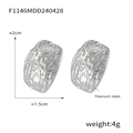 Moderne Ohrringe aus Titanstahl mit unregelmäßiger Textur in Silber, 2cm x 1,5cm - Stahlfarbe (F1146)
