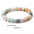 Handmade beaded bracelet crafted with round matte Amazonite stones and a silver metal bead - SL351A11 Matte Amazonite Bracelet
