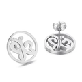Silver hollow butterfly earrings with white crystals in a round frame stud - Hollow Butterfly Shape Style (KE50972-K)