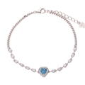 Bracciale in argento sterling S925 con topazio blu a cuore e zirconi scintillanti - Topazio Naturale