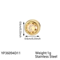Gold stainless steel round pendant with amber zircon stone, 0.6cm DIY jewelry piece - November Yellow