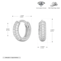 Detailed size measurement showing inner diameter and zircons of S925 silver hoop earrings - 8mm / Silver