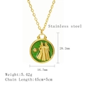 Golden stainless steel Gemini zodiac necklace with green glitter and round pendant - Gemini