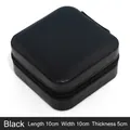 Compact black PU leather jewelry box with zipper and 10x10x5cm dimensions - Black