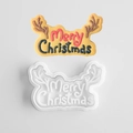 Molde de galletas de reno navideño con galleta decorada en 3D para fiestas - Marco de Bendición de Navidad A