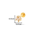 Golden leaf-shaped cartilage stud with three marquise-cut clear cubic zirconia crystals - Triple Leaf Style (0167-2#) / Gold