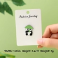 Cute panda enamel pin with green hat, metal animal brooch for clothing, size 1.8x2.2cm - Drinking Water Panda