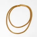 Golden double-layer mesh chain necklace with woven texture and adjustable lobster clasp - Gold Necklace (D1106)