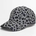 Modische Damen-Baseballkappe mit grauem Leopardenmuster auf Cordstoff für den Herbst - Verstellbar (55-59cm) / Schiefergrau