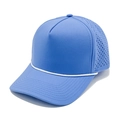 Navy blue five-panel baseball cap with laser-cut holes and white rope detail - M (56-58cm) / Sapphire Blue