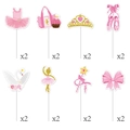 Set da 16 topper per torta a tema danza con tutù e scarpette glitterate in rosa e oro - 16 pezzi Cake Topper