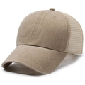 Vintage Baseballkappe aus khakifarbenem Canvas mit atmungsaktivem Mesh-Rückteil - Verstellbar / Khaki