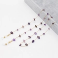 Golden eyewear chain with purple crushed stones and white silicone anti-slip loops - Purple Amethyst Style Chip Stone / Purple (02)