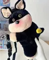 Cute black and white puppy plush crossbody bag with bee detail and adjustable strap - Bee Dog