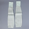 Close-up of white sun protection sleeves featuring pleated fabric and thumb hole design - M / Light Green