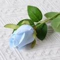 Single light blue artificial velvet rose stem for wedding and home decoration - Rose Bud (Light Blue)