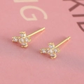 Exquisite 18K gold plated cross stud earrings featuring brilliant micro-set cubic zirconia - EM09-4 Four-Prong Zirconia Cross