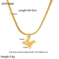 Detail view of 18K gold plated M letter pendant with snake bone chain dimensions and weight - Style M (DFN148M)