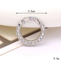 Silver round spring ring buckle with iridescent rhinestones 2.5cm diameter for DIY - Rhinestone Spring Ring / 25mm / AB Color